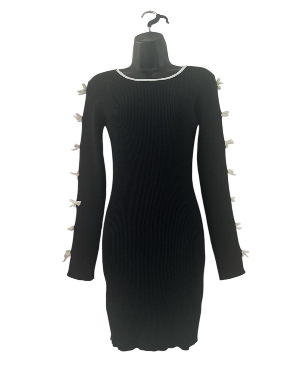 Jolie & Joy Black Ribbed Long-Sleeve Sweater Dress Like New sz Large